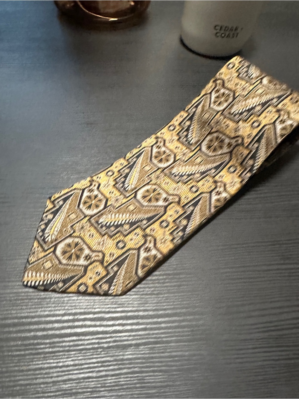 Ermenegildo Zegna 100% Silk Made in Italy Men’s Tie Gold Geometric